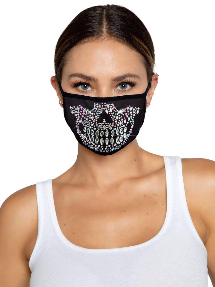 Skeleton Rhinestone Face Mask - PartyExperts