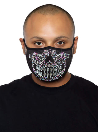 Skeleton Rhinestone Face Mask - PartyExperts