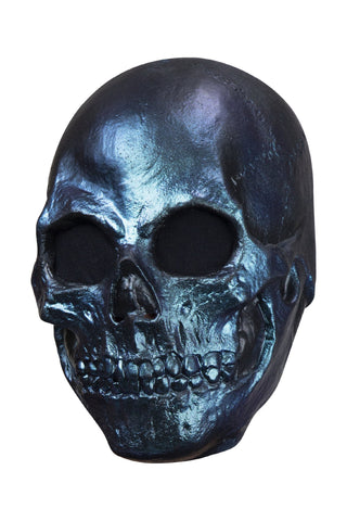 Skull Metallic Blue Mask - PartyExperts