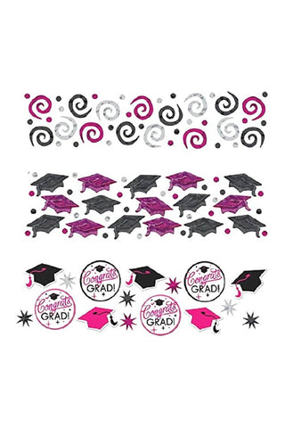 Sparkling Graduation Party Confetti Decoration (Pack Of 1), Pink/Black, 12 oz - PartyExperts