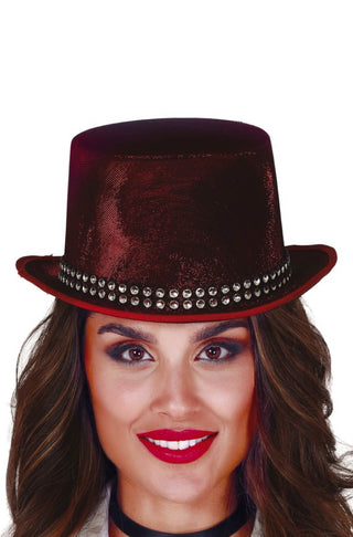 SPARKLY RED TOP HAT - PartyExperts