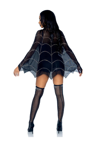 Spider Web Rhinestone Costume Poncho - PartyExperts