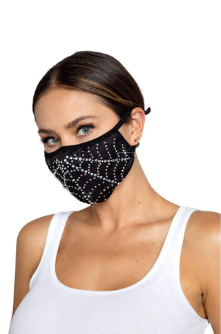 Spider Web Rhinestone Face Mask - PartyExperts