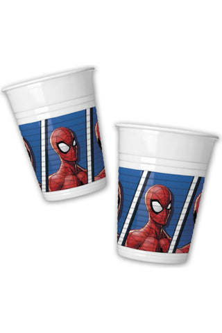 Spiderman Plastic Cups Set - Blue Background - PartyExperts