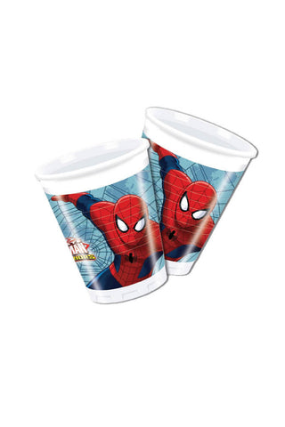 Spiderman Plastic Cups Set - Light Blue Background - PartyExperts