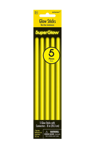 Super Glow Stikcs ( 5 Pieces ) Yellow - PartyExperts