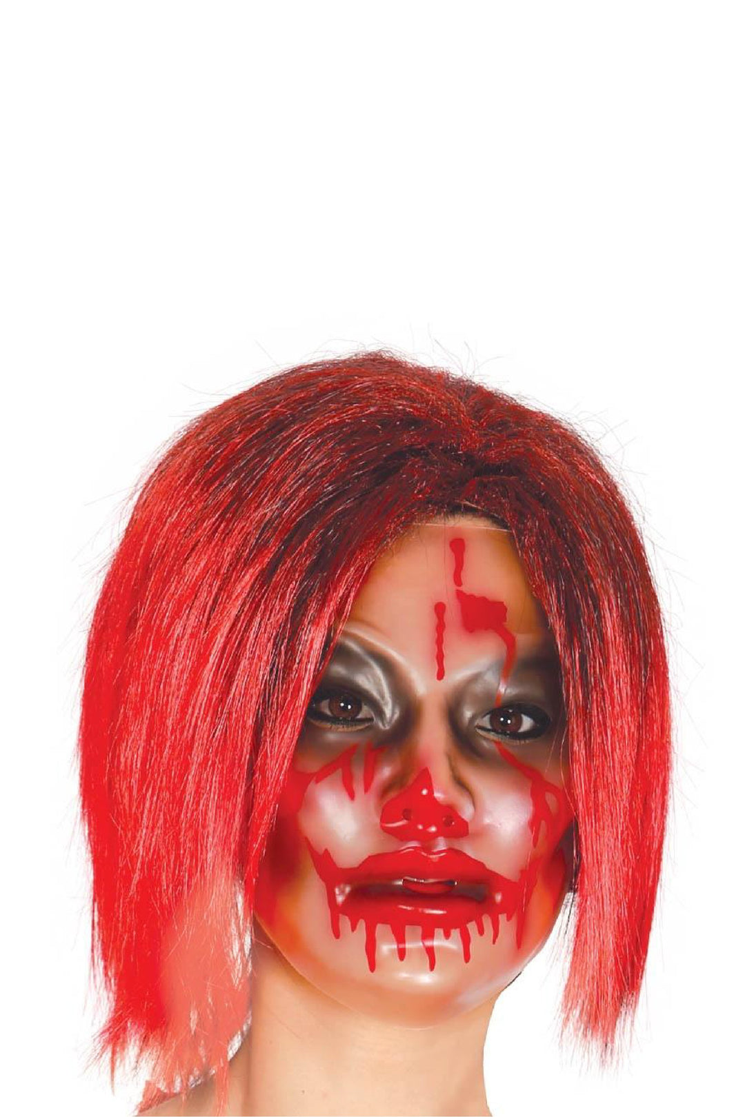 TRANSPARENT WOMAN WITH BLOOD MASK PVC - PartyExperts