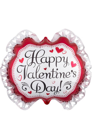 Valentine Days Marquee Heart Ruffle Super Shape 30x26 - PartyExperts