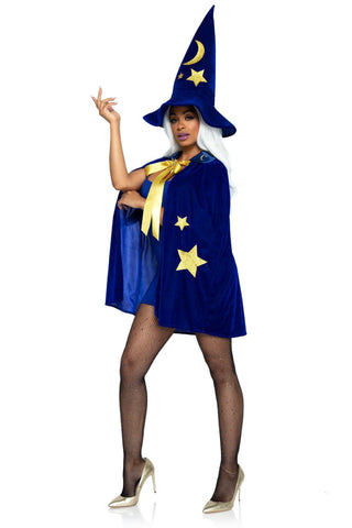 Velvet Moon and Stars Cape and Wizard Hat - PartyExperts