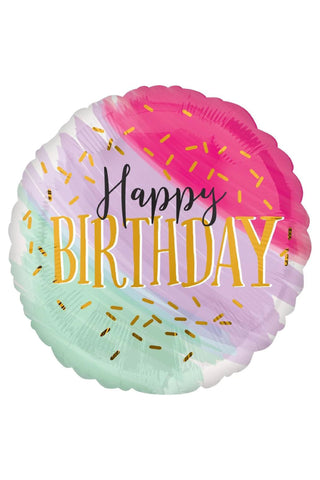 Water Color Birthday Foil Balloon 45cm - PartyExperts
