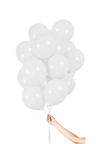 White Balloons with Ribbon - PartyExperts