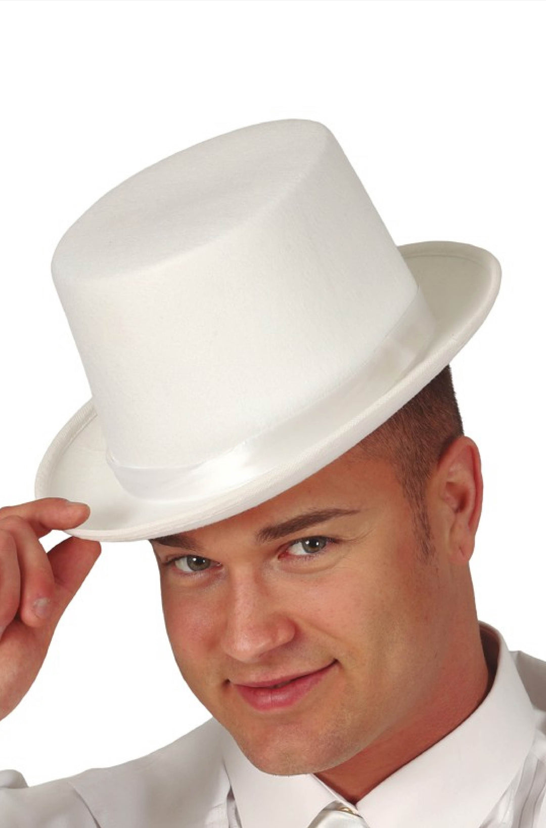 WHITE FELT TOP HAT - PartyExperts