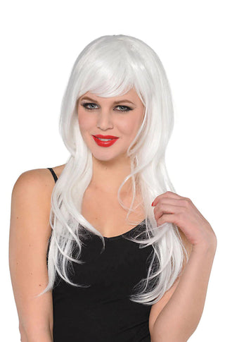 White Glamorous Wig باروكة بيضاء أنيقة - PartyExperts