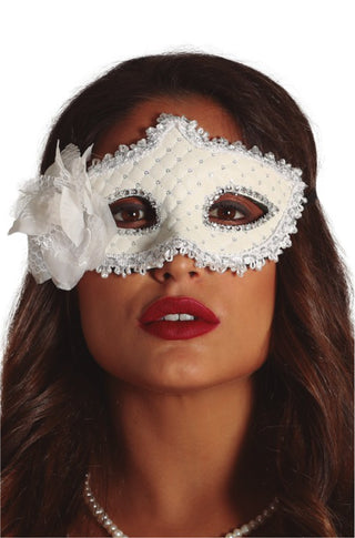White Mask with Flowers - PartyExperts