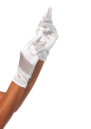 Wrist Length Satin Gloves.