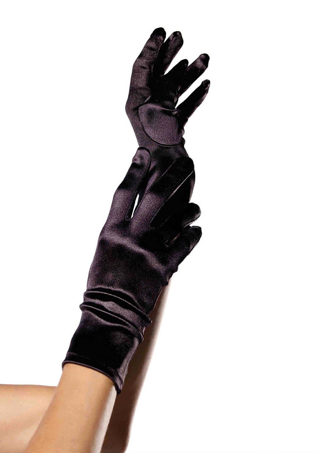 Wrist Length Satin Gloves.