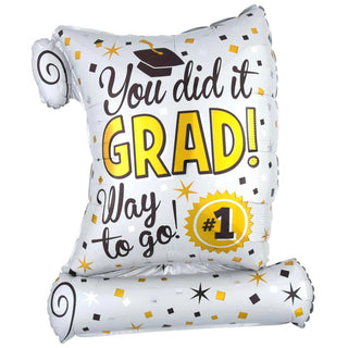 YOU DID IT DIPLOMA SUPERSHAPE BALLOON 55X66CM - PartyExperts
